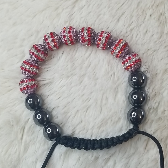 Red, Purple and White Crystal Bracelet - Picture 2 of 4